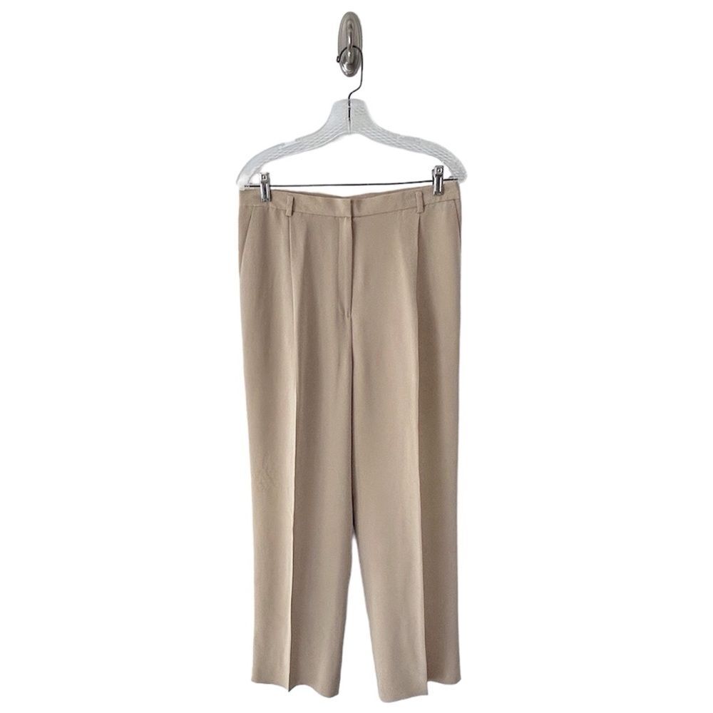 Jones New York Vintage Women’s Tan Silk Pleated High Rise Khaki Pants Size 12